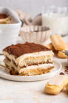 Classic Tiramisu on a white plate
