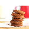 Stack of Gluten Free Butter cookies on a white surface with a blurred background